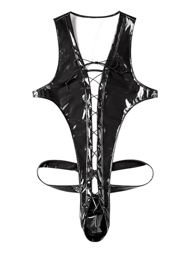 Mens Harness Jockstrap Leotard Wetlook Leather Jumpsuit Wrestling Singlet Bodysuits3