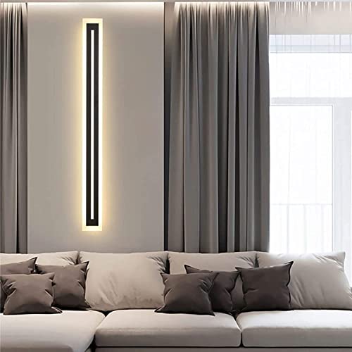 Ls-Pro (95 Inch/ 60W) Long Strip Modern Led Wall Lighting Fixture Lamps, Frosted White Acrylic, Black Aluminum Body Ip65 Waterproof Anti Rust. (Warm 3000K). 1 Year, Ftl-104 #TOP5