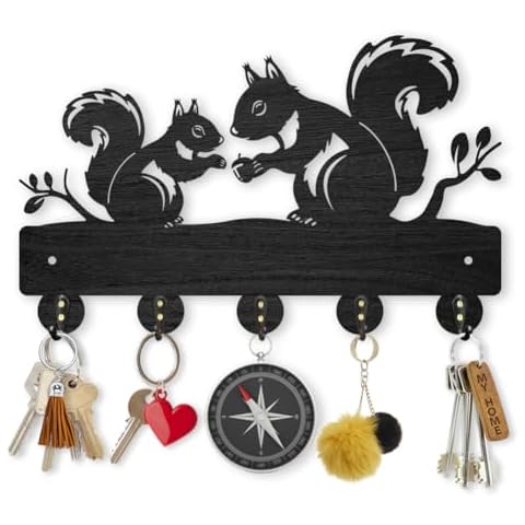 MAYJOYDIY Squirrel Wall Key Holder with Hooks Cover