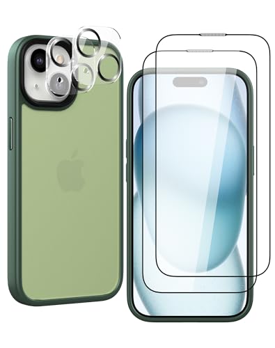 Coque iPhone 15 antichoc avec protection objectif photo et film écran en verre trempé 6.1