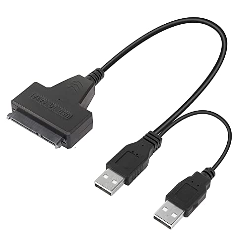 Movilideas - Cable adaptador de disco duro USB 2.0 a SATA III para SSD y HDD de 2.5 y 3.5, doble USB con entrada 12v.