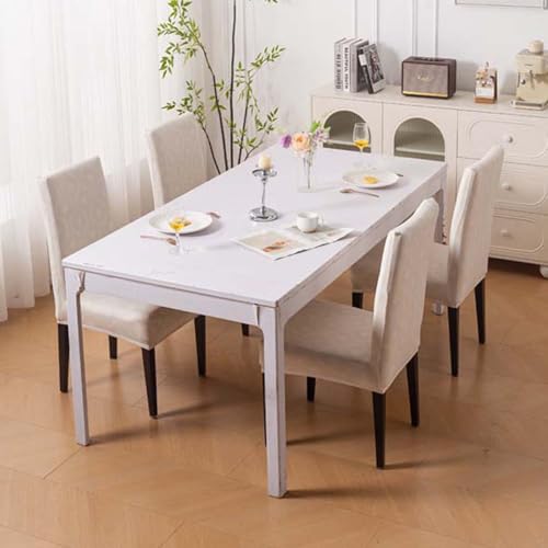 Image of House of Quirk Elastic Chair Cover Stretch Removable Washable Short Dining Chair Cover Protector Seat Slipcover (Pack of 4, Beige Blossom)