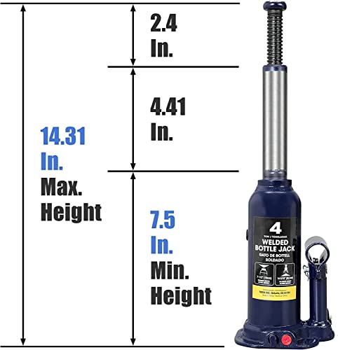 Image of BIG RED 4 Ton (8,000 LBs) Torin Welded Hydraulic Car Bottle Jack for Auto Repair and House Lift, Blue, AT90403UR