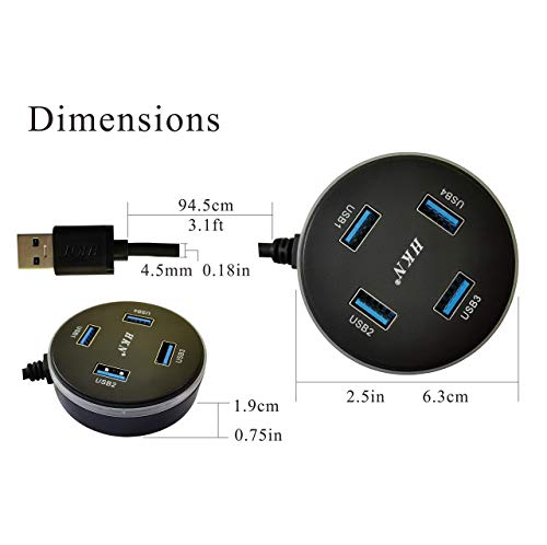 HKN-Desktop-USB-30-Hub-with-Long-Cable-Computer-USB30-with-Long-Cord-USB3-Splitter-with-31ft-Line-SlimPortable-USB-3-Hub-with-4-Ports-for-Laptop-TabletopStationPCFlash-DriveMobile-HDDU-Disk
