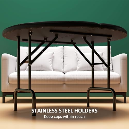 Soozier Poker Table Foldable 47\" Round Casino Folding Game Table for 8 Players with Cup Holders, Green
