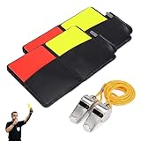 Horktrust Schiedsrichter-Set mit 2 Metallpfeifen und 2 Kartons rot/gelb, Schiedsrichter-Set für Basketballspiele, Karton Schiedsrichter, Set für Fußball, Basketball, Schulen, Sport
