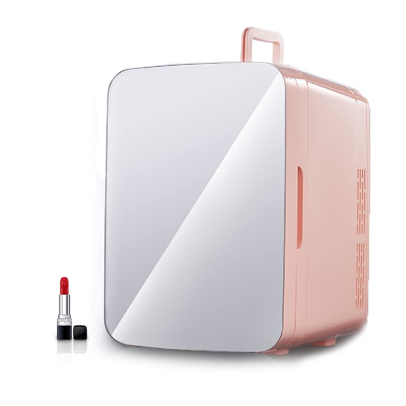 Mini Skincare Fridge for Bedroom, 10 Liter Beauty with Mirror Design Cosmetics & Makeup, AC/DC Portable Refrigerator Thermoel