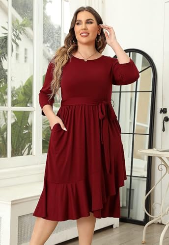 Image of TASHVIKA'S Women's Plus Size Flowy Wrap Ruffle Maxi Dress