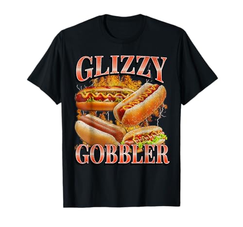 Grafica bootleg divertente di Glizzy Gobbler Meme Wiener Hot Dog Maglietta