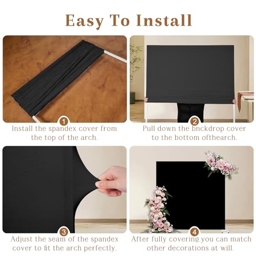 Cobertura de Arco Cuadrado Magalo 6.6ft x 5.2ft Spandex Negra miniatura 6