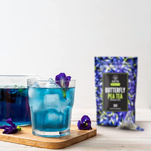 Blue Tea - Butterfly Pea Flower Lavender Herbal Tea - 10 Tea Bags | Calming Tea | Caffeine Free - Gluten Free | Vegan- Gmo - Free - Premium Zipper #TOP2