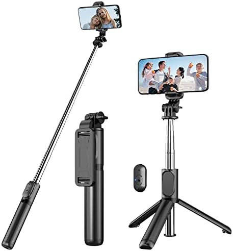 kzomKzoo Selfie Stick Tripod with Detachable Wireless Remote, 4 in 1 Extendable Portable Selfie Stick & Phone Tripod Stand Compatible with Gopro, iPhone/Samsung/Huawei, etc.