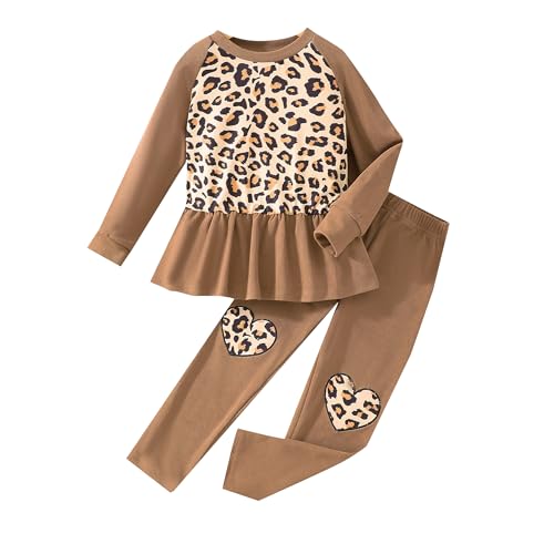 Image of Little Girls Clothes Sets - Cute Sweatshirts Top Shirt & Leggings 2 Piece Kids Fall Winter Outfits Toddler Clothing