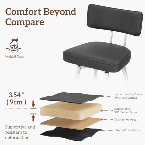 Image of GXJ Bar Stools Set of 4, Kitchen Counter stools with Backs and Metal Legs