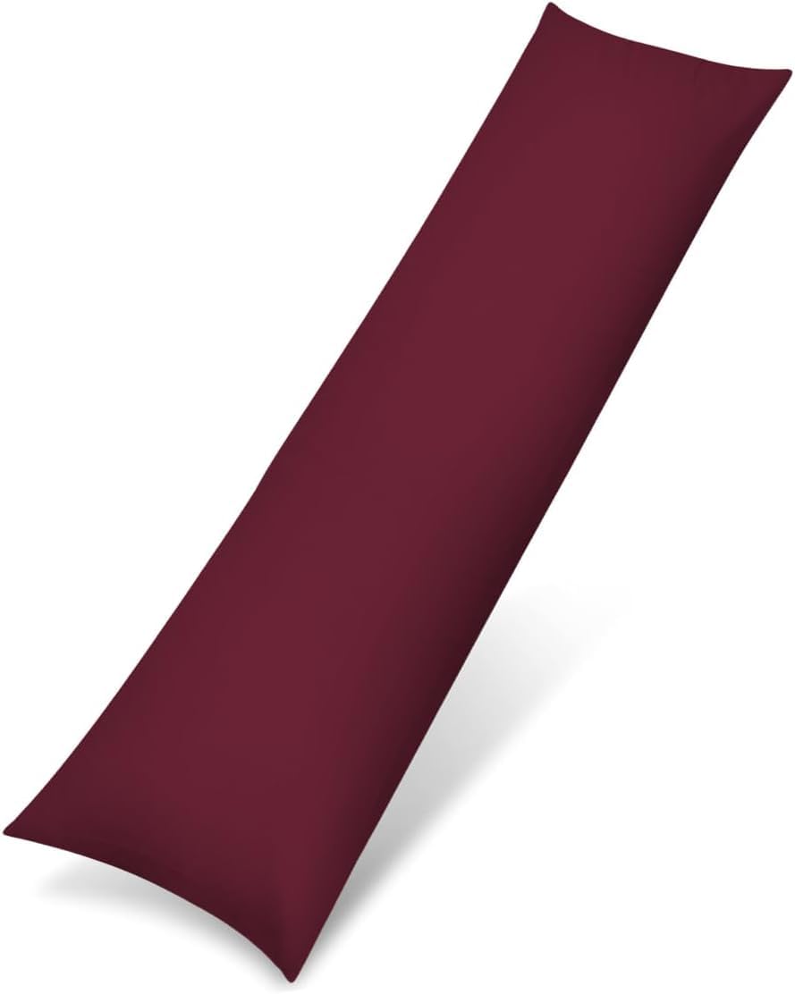 Allure Bedding Burgundy Wine Bolster Pillow Cases - Soft & Breathable Polycotton Long Pillow Cover (, 5Ft (60") Kingsize Bed)