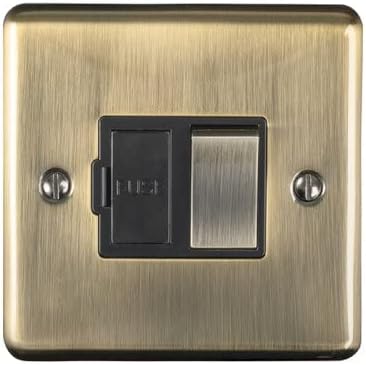 Antique Brass Metal Decorative Switches And Sockets Kitchen / Interior Wall Face Plate Power Outlet (13A DP Switched Fused Spur)