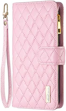 Samsung S20 FE Phone Case Zipper Flip Shockproof Leather Wallet Cover with Kickstand Card Holder Silicone Bumper Zip Pocket Folio Cases for Samsung Galaxy S20 FE Case for Girls Women, Pink