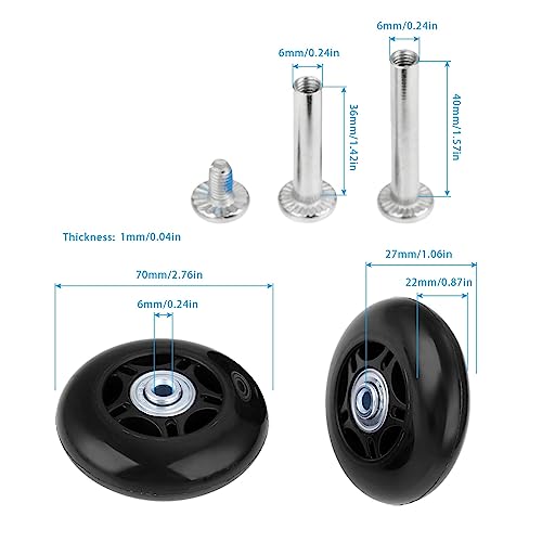 2Pcs Luggage Suitcase Wheels Rubber Sliding Practical Axles Replacement Casters Luggage Wheel Universal Travel Flexible Suitcase(70x22 mm)2