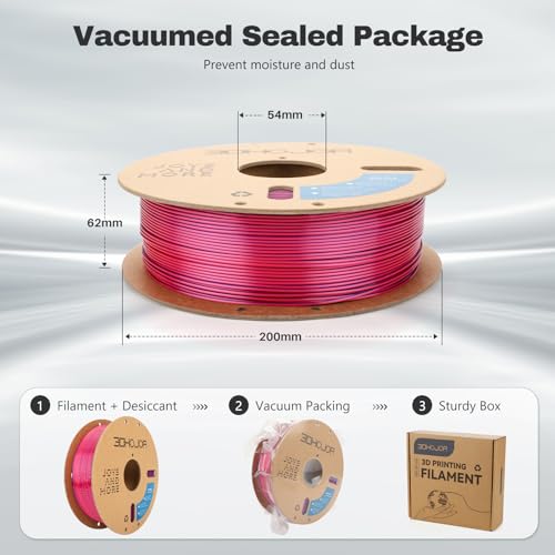 Image of 3DHoJor Silk PLA Filament 1.75mm Red Gold Purple Triple Color PLA 3D Printer Filament 3 in 1 Coextrusion 1KG Spool(2.2lbs) 3D Printing Filament Dimensional Accuracy + /- 0.03mm