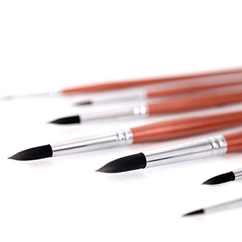 Transon Round Watercolor Detail Paint Brushes Goat Hair 8Pcs For Watercolors,Acrylics,Inks,Gouache,Oil And Tempera #TOP5