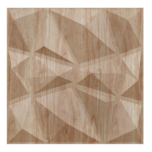 Image of Kayra Decor Wall Panels for Bedroom PVC Diamond Design, Beech Wood Color 19.7 inch X 19.7 inch (Pack of 12) - Covers 32.34 Sq. Ft.