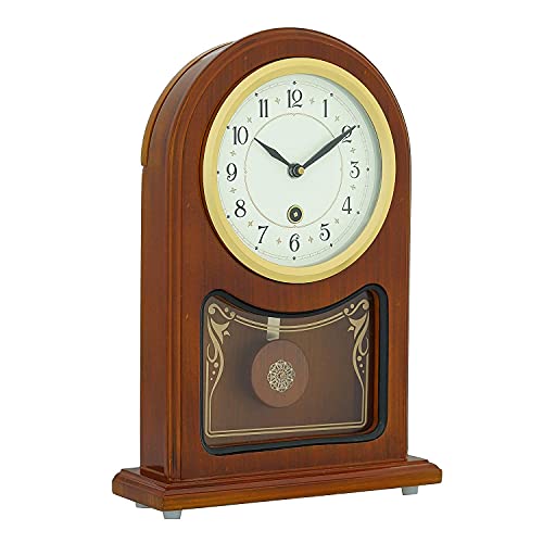 Image of CHRONIKLE Vertical Wooden Analog Pendulum English Numbers Table Clock for Office Desk Study Living Room Decorations Gifts (Size: 23 x 8 x 33.5 CM | Weight: 1240 Gram | Color: Brown)