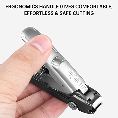 Image of Ritmo Car Nail Cutter for Men Toe Nail Cutter for Thick Nails Cutting Clipper Trimmer for Women Wide Opening Sharp Saw Stainless Steel Large Nail Clipper Curved Blade Silver Black