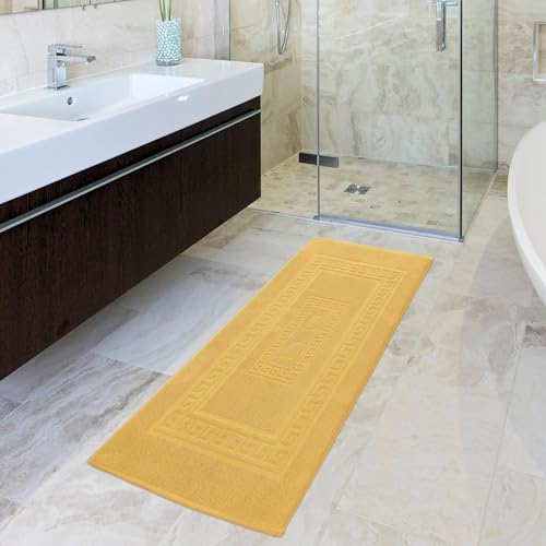 Casatessile Schwamm Bad Matte 60 X 180 cm. Torino Saugfähige Badezimmermatte aus Baumwolle, Badezimmermatte ohne Rutschfestigkeit - Giallo – Ansicht 2