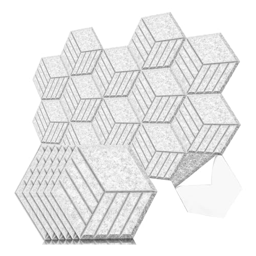 Flaroey Paquete de 12 paneles acústicos autoadhesivos de espuma acústica de 14 x 12 x 0.4 pulgadas, paneles de pared insonorizados C