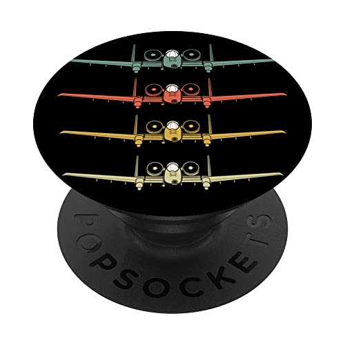 Retro Warplane A-10 Thunderbolt Warthog Plane Fighter Jet PopSockets Swappable PopGrip