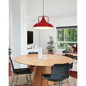 Red Pendant Light 157 Inch 1 LightLarge Pendant Light Kitchen IslandIndustrial Pendant Light with Metal HandleFarmhouse Pendant Light for Dining Room Entryway Barn
