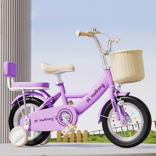 Bicicleta Bicicleta Infantil For Niñas De 12 A 20 Pulgadas, con Serpentinas, Timbre Y Cesta, Asiento Trasero Y Barandilla, Pedales. correpasillos
