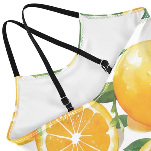 KLL Watercolor Orange Fruit Leaves Girls' 1-Piece Bathing Suit Summer Swimming Suits Adjustable Strap Quick-Dry4