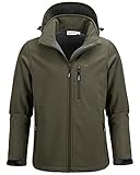 33,000ft Softshelljacke für Herren Wasserdicht Winterjacke Winddicht Warme Fleece Gefüttert Windbreaker Funktionsjacke Outdoorjacke für Wandern Fahrrad Camping Olivgrün L