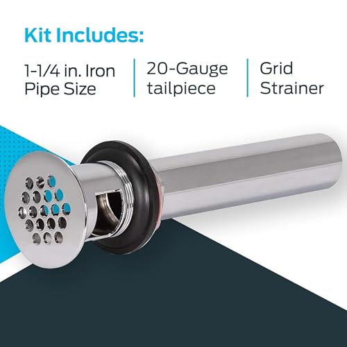 Image of EZ-FLO 1-1 /4 Inch x 8 Inch Replacement Bathroom Sink Grid Strainer, Chrome Plated, 35072