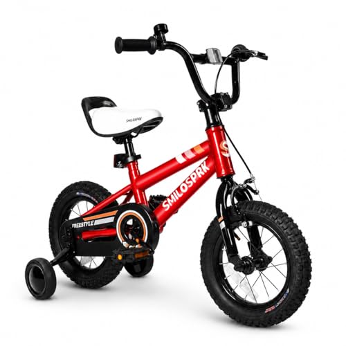 SmiloSprk 12 Inch Kids Bike BMX Style, Red