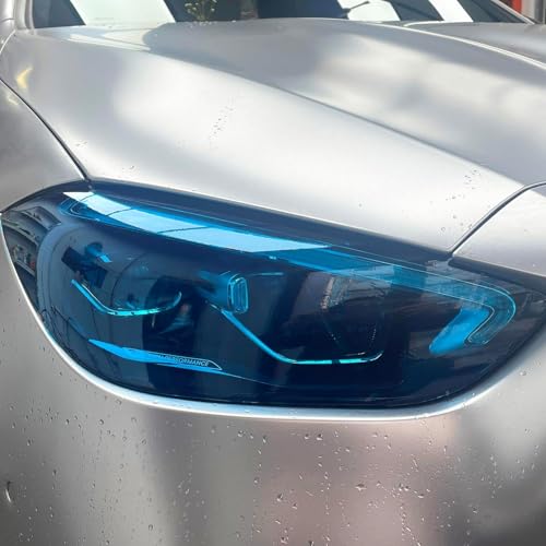 Image of WALLMATE Headlight Taillight Film Self Adhesive Smoke Film Fog Light Film Vinyl Tint Wrap Film Car&Bike Protection Film Sheet Sticker (Blue Smoke, 24x60 Inch)