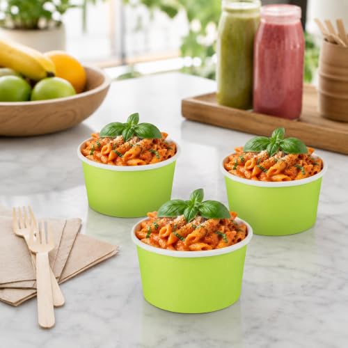 Image of Restaurantware-Coppetta 5-Ounce Dessert Cups, 200 Disposable Ice Cream Cups - Lids Sold Separately, Sturdy, Light Green Paper Frozen Yogurt Bowls, For Hot And Cold Foods, Perfect For Gelato Or Mousse