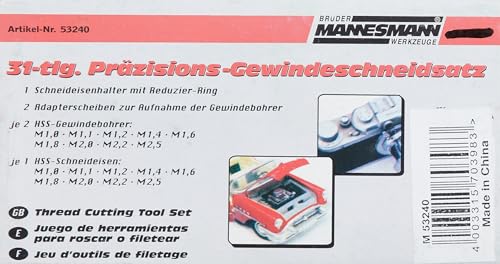 Brüder Mannesmann Gewindeschneidsatz HSS (Modellbau) | M53240