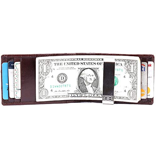 Image of Brooklyn Bridge Genuine Leather Money Clip Wallet for Men Chess VT Brown - Premium Slim RFID Protected Wallet with Cash Clip & Multiple Card Slots, Stylish Front Pocket Design, Gift for Men