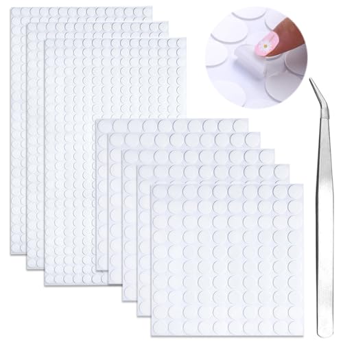 Zasvec Pontos adesivos de dupla face 1280 peças autocolantes de pontos dupla face autocolante redondo pontos transparentes pontos de cola de balões para decorações, 8 folhas