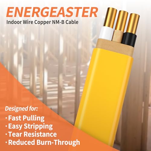 Solid Indoor 12/2 W/G NMB Cable 15ft Coil，Electrical Wire 12 Gauge Wire 2 Conductors Non-Metallic with Ground Wire(Yellow) by energeaster - Image 3