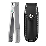 Made in Solingen, Germany - Apexay Professional Nail Clipper – Surgical Stainless Steel | Travel-Size Manicure & Pedicure Tool in Genuine Leather Case | Ethically Made in Solingen, Germany. (Grey)