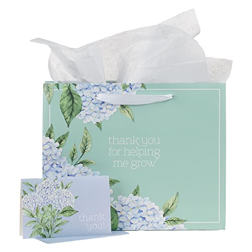 Sac cadeau de remerciement vert hortensia Thank You for Helping Me Grow