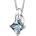 Swiss Blue Topaz Princess Cut Pendant Necklace Sterling Silver Rhodium Nickel Finish 3.00 Carats