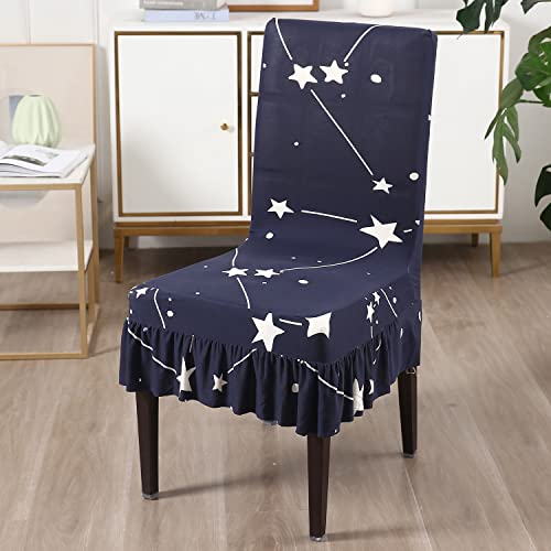 Image of HOKIPO Stretchable Dining Chair Frill Cover Set of 1 Washable Slip Covers (AR-4074-D10), Polyester Blend
