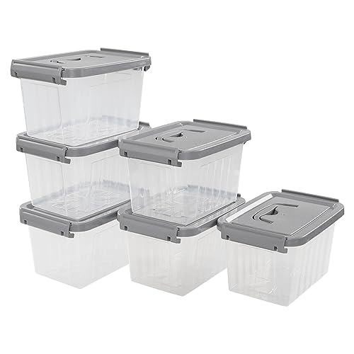 Yarebest 3 Liter Small Storage Boxes with Handles, Clear Plastic Container Boxes with Lids Set of 6