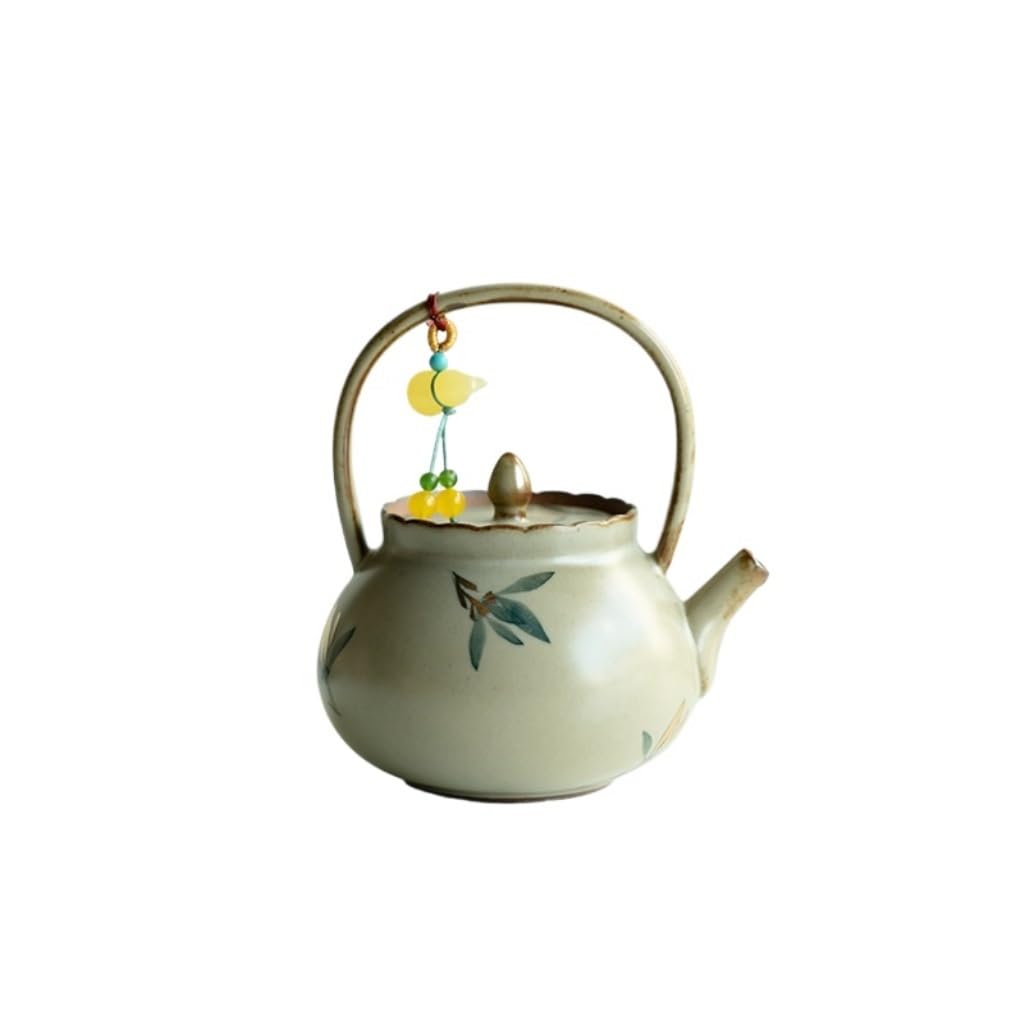 Teiera Antica teiera con Manico Dipinto in Oro, teiera con Fiori Dipinta a Mano, Set da tè Kung Fu in Ceramica for Uso Domestico, caffettiera da 125 ml Teiere