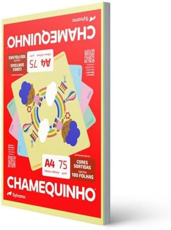 Papel Sulfite A4, Colorido, Chamequinho, 75 gramas, 4 Cores, 210x297 mm, International Paper, Chamex, 29883, 100 Folhas