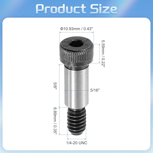 QUARKZMAN Legierungstahl Sechskantkopf Schulter Schrauben, 5/8 Schulterlänge, 5/16 Schulterdurchmesser, 5/16-20 UNC Gewinde, 5 Stück